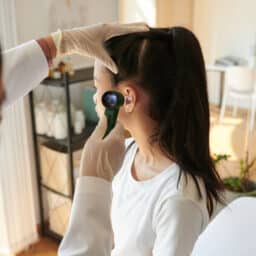 Young girl in an ear exam